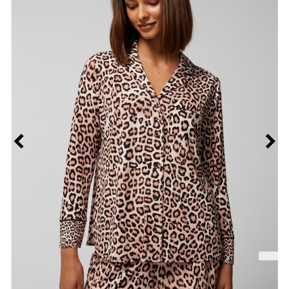 Victoria’s Secret PJ shirt  top buttons Barbie style pink cheetah print new VS